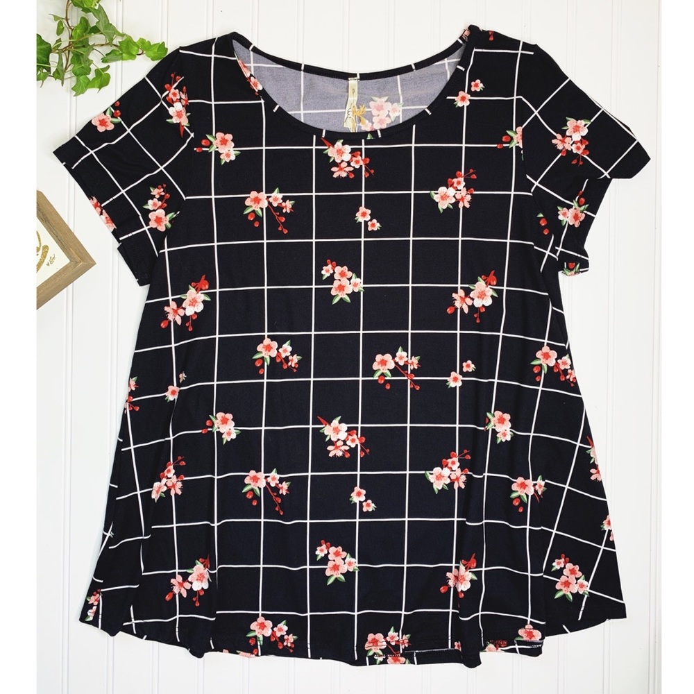 Black Top With Floral Design